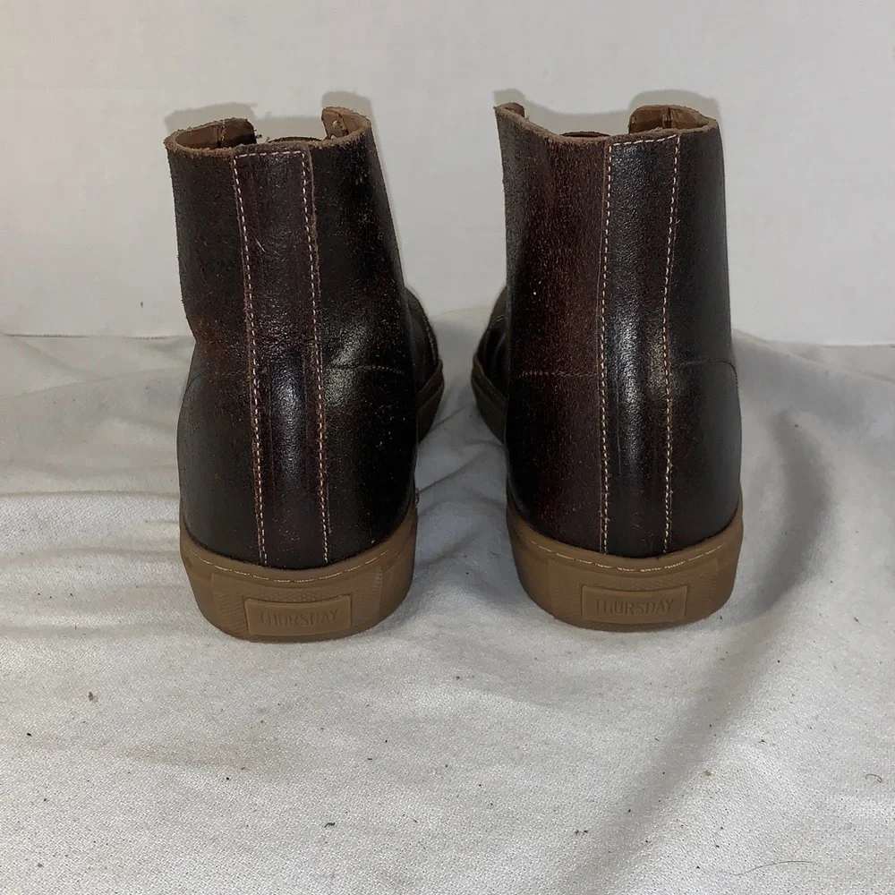 Thursday Boot Company Men's Brown Leather High-Top Sneakers with Gum Sole